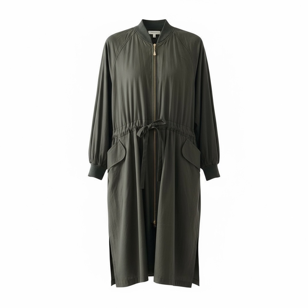 Plus Size Olive Green Women's Long Jacket